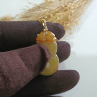 Translucent Orangey Yellow Jadeite "Blessing of Prosperity" Pendant (JAB007809) 3