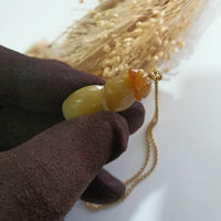Translucent Orangey Yellow Jadeite "Blessing of Prosperity" Pendant (JAB007809) 6