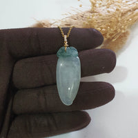 Highly Translucent Icy Green Jadeite "Ruyi of Prosperity" Pendant (JAB007811) 1
