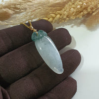Highly Translucent Icy Green Jadeite "Ruyi of Prosperity" Pendant (JAB007811) 3