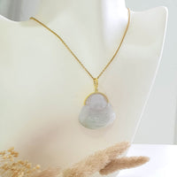 Good Translucency Icy Lavender with Green "Laughing Buddha" Pendant (JAB007820) 10