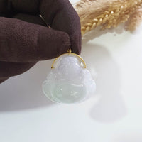 Good Translucency Icy Lavender with Green "Laughing Buddha" Pendant (JAB007820) 5