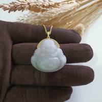 Good Translucency Icy Lavender with Green "Laughing Buddha" Pendant (JAB007820) 7