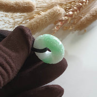 Translucent Icy Apple Green with White Jadeite "Ruyi & Flower" Pendant (JAB007822) 3