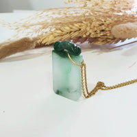 Translucent Icy Flower Green with Apple Green Jadeite “Blissful” Pendant (JAB007853) 8