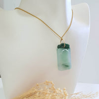 Translucent Icy Flower Green with Apple Green Jadeite “Blissful” Pendant (JAB007853) 9