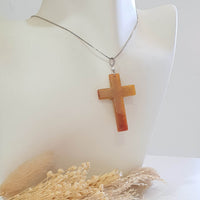 Translucent Orangey and Yellow Jadeite "Crucifix" Pendant (JAB007855) 8