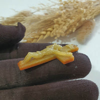 Translucent Orangey and Yellow Jadeite "Crucifix" Pendant (JAB007855) 4