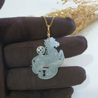 Good Translucency Icy Lavender Jadeite "Propserity Galloping Horse" Pendant (JAB007919) 9