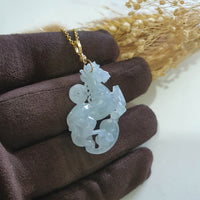 Good Translucency Icy Lavender Jadeite "Propserity Galloping Horse" Pendant (JAB007919) 4