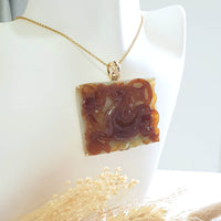 Translucent Icy Orangey Red Jadeite "Fire Galloping Horse of Abundance" Pendant (JAB007921) 10