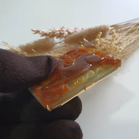 Translucent Icy Orangey Red Jadeite "Fire Galloping Horse of Abundance" Pendant (JAB007921) 8