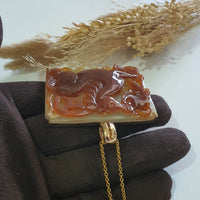 Translucent Icy Orangey Red Jadeite "Fire Galloping Horse of Abundance" Pendant (JAB007921) 5
