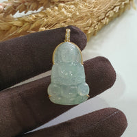 Highly Translucent Icy with Green Jadeite "Goddess of Mercy" Pendant (JAB007936) 6