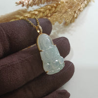Highly Translucent Icy with Green Jadeite "Goddess of Mercy" Pendant (JAB007936) 2