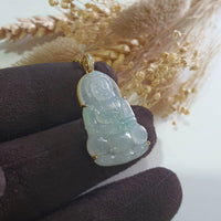 Highly Translucent Icy with Green Jadeite "Goddess of Mercy" Pendant (JAB007937) 2