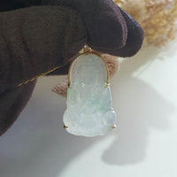 Highly Translucent Icy with Green Jadeite "Goddess of Mercy" Pendant (JAB007937) 6