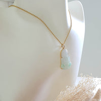Good Translucent Icy with Green Jadeite "Goddess of Mercy" Pendant (JAB007951) 8