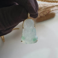 Good Translucent Icy with Green Jadeite "Goddess of Mercy" Pendant (JAB007951) 3