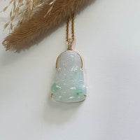Good Translucent Icy with Green Jadeite "Goddess of Mercy" Pendant (JAB007951) 7