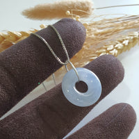 Good Translucency Icy Bluish Lavender Jadeite Donut Pendant (JAB008050) 3