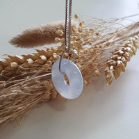 Good Translucency Icy Bluish Lavender Jadeite Donut Pendant (JAB008050) 6