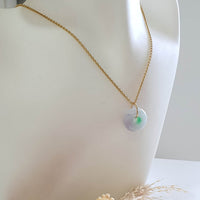 Translucent Lilac with Apple Green Jadeite Donut Pendant (JAB008081) 9