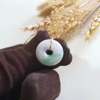 Translucent Lilac with Apple Green Jadeite Donut Pendant (JAB008081) 5