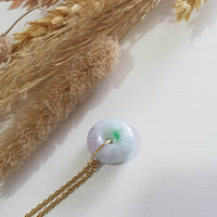 Translucent Lilac with Apple Green Jadeite Donut Pendant (JAB008081) 6