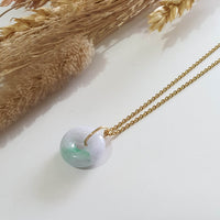 Translucent Lilac with Apple Green Jadeite Donut Pendant (JAB008081) 7