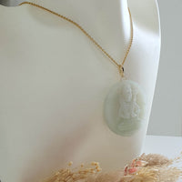 Translucent Icy Light Green Jadeite " Manjushri " Pendant (JAB008115) 9