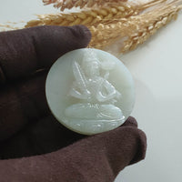 Translucent Icy Light Green Jadeite " Manjushri " Pendant (JAB008115) 4