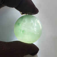 Translucent Icy Green Jadeite "Samantabhadra with Elephant” Pendant (JAB008116) 4