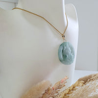 Translucent Icy Green Jadeite "Samantabhadra with Elephant” Pendant (JAB008116) 10
