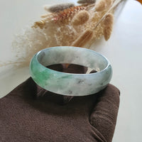 Translucent Icy Colourless with Green and Grey Jadeite “Misty Scenery” Bangle (JAC000242) 2