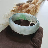 Translucent Icy Colourless with Green and Grey Jadeite “Misty Scenery” Bangle (JAC000242) 5