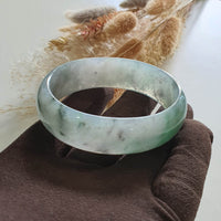 Translucent Icy Colourless with Green and Grey Jadeite “Misty Scenery” Bangle (JAC000242) 6