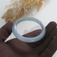 Translucent Icy Bluish Lavender and Green Jadeite Princess Round Bangle (JAC002377) 4