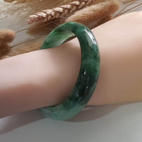 Translucent Brilliant Forest Flower Green “Scenery” Jadeite Bangle (JAC002429) 9