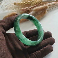 Translucent Brilliant Forest Flower Green “Scenery” Jadeite Bangle (JAC002429) 5