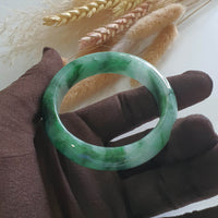Translucent Brilliant Forest Flower Green “Scenery” Jadeite Bangle (JAC002430) 7