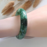 Translucent Brilliant Forest Flower Green “Scenery” Jadeite Bangle (JAC002430) 8