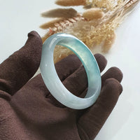 Highly Translucent Icy Green with Icy White Jadeite “Green Snow” Bangle (JAC002493) 4