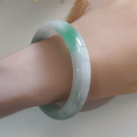 Good Translucency Icy with Icy Green Jadeite “Green Snow” Bangle (JAC002662) 8