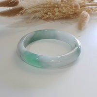 Good Translucency Icy with Icy Green Jadeite “Green Snow” Bangle (JAC002662) 1