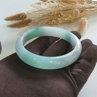 Good Translucency Icy with Icy Green Jadeite “Green Snow” Bangle (JAC002662) 3