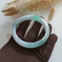 Good Translucency Icy with Icy Green Jadeite “Green Snow” Bangle (JAC002662) 6