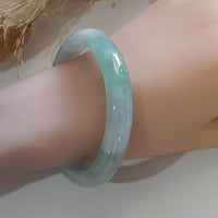 Good Translucency Icy with Icy Green Jadeite “Green Snow” Bangle (JAC002664) 9