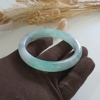 Good Translucency Icy with Icy Green Jadeite “Green Snow” Bangle (JAC002664) 3