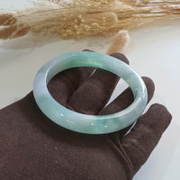 Good Translucency Icy with Icy Green Jadeite “Green Snow” Bangle (JAC002664) 5